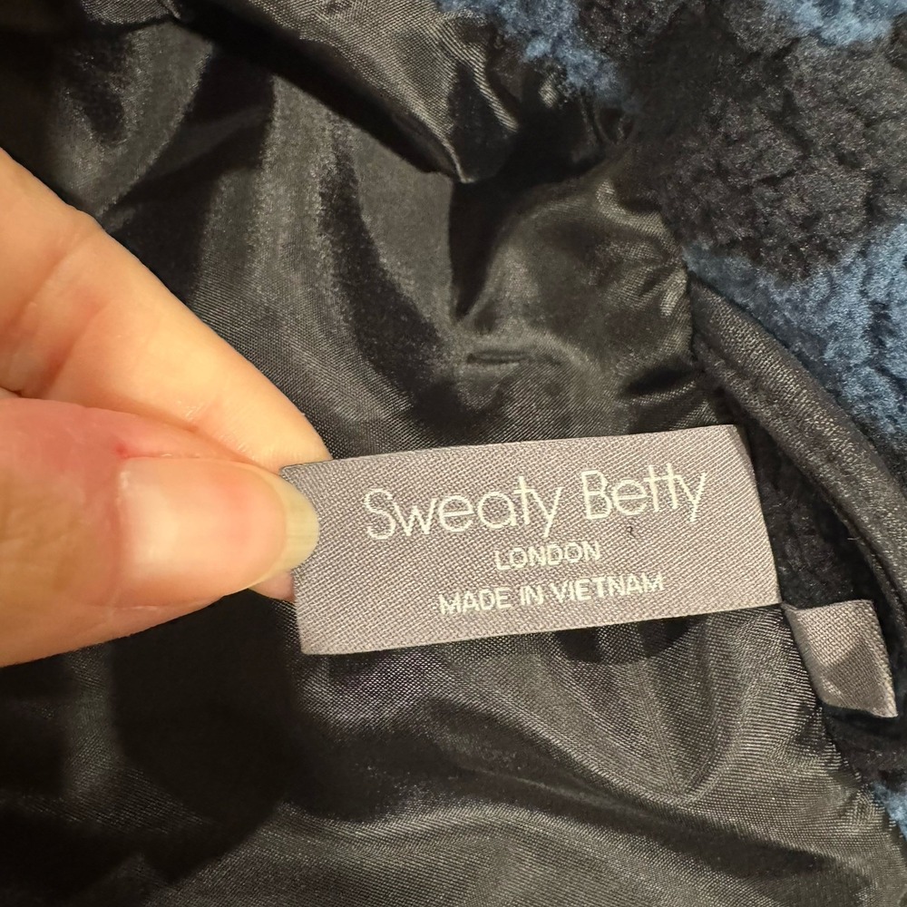 Sweaty‎ Betty Out Of The Woods Blue Black Size XS Leopard Full Zip Fleece Jacket - Picture 6 of 7